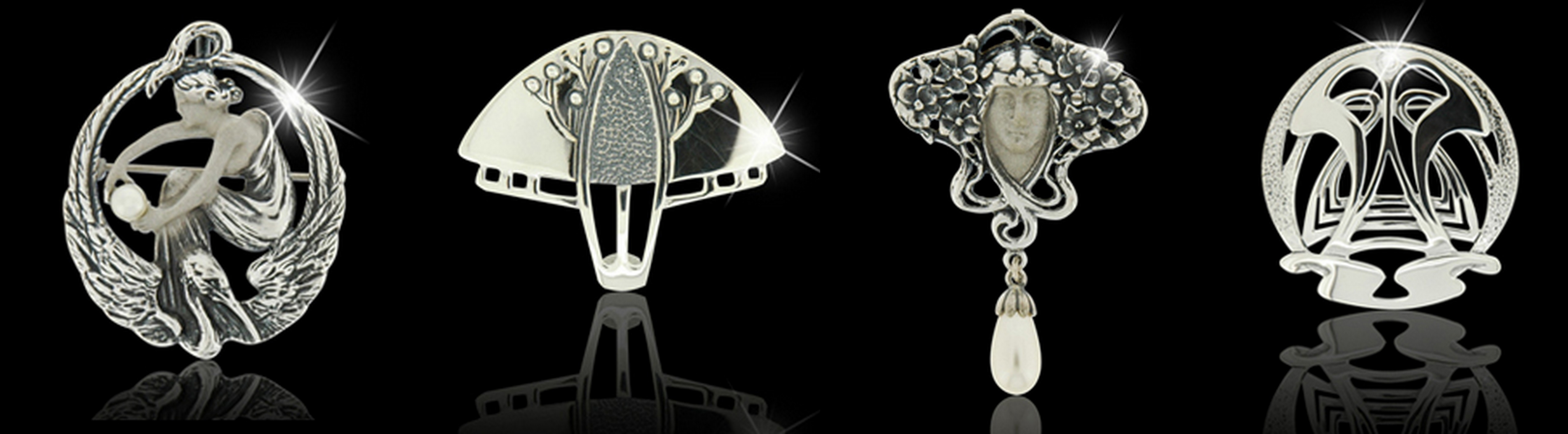 renderen Defecte Kust Zilveren Art Nouveau sieraden