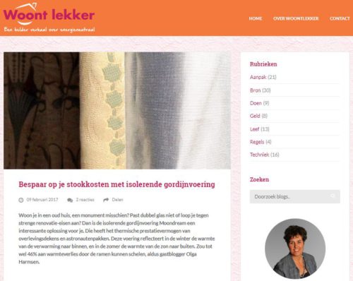 Portfoilio: Gastblog over isolerende gordijnvoering Woontlekker.nl