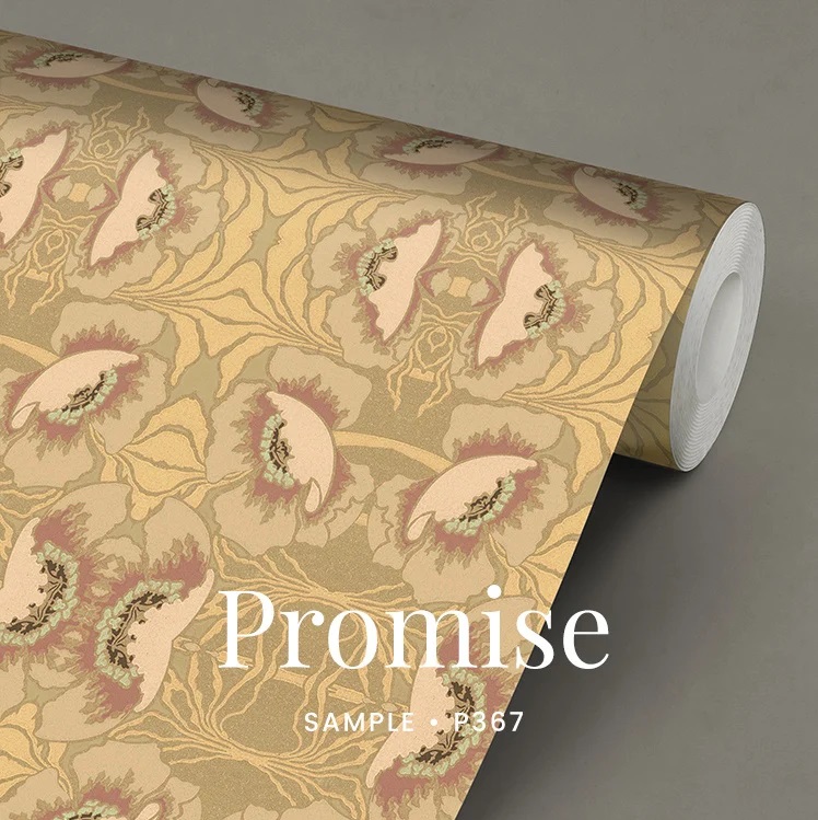 P367 promise Art Nouveau behang met klaprozen