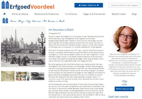 erfgoedvoordeel.nl blog Art Nouveau is Back! door Olga Harmsen