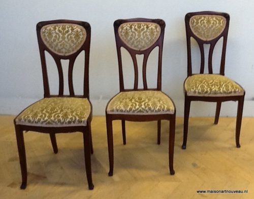 set van 3 Art Nouveau stoelen