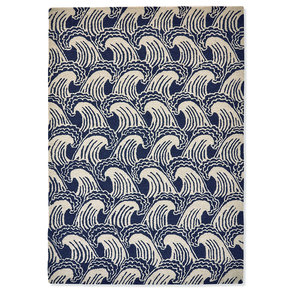 vloerkleed The Wave Hokusai blauw wol