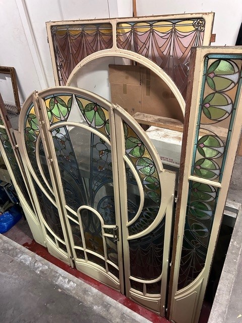 For Sale: stained leaded glass wall with door